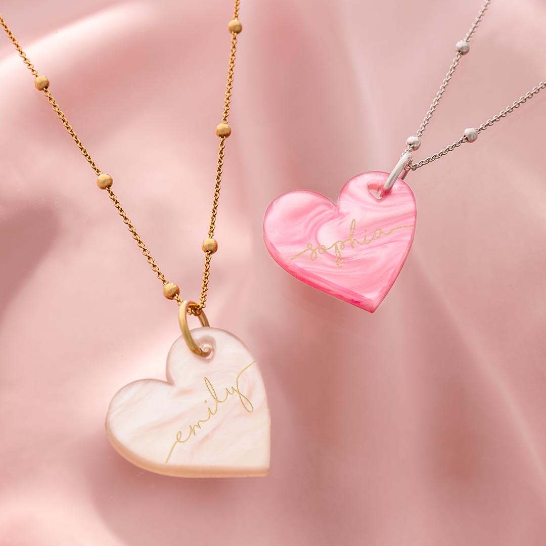 sterling silver and gold plated sterling silver personalised heart name necklace