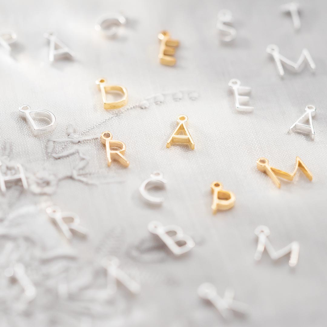 Sterling Silver Letter Charms In either Silver Or Gold