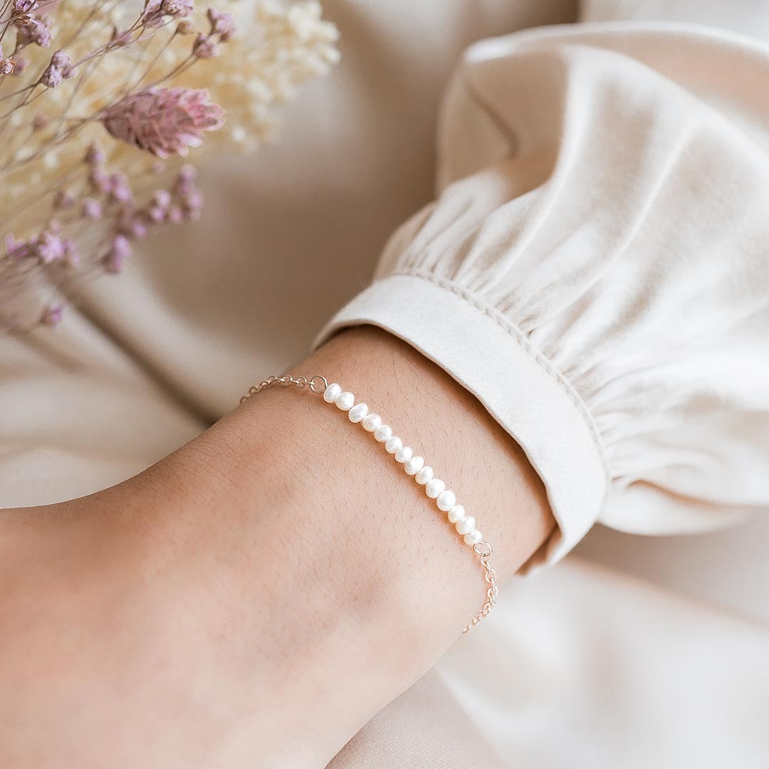 Rose Gold Freshwater Pearl Bracelet with Lobster Clasp