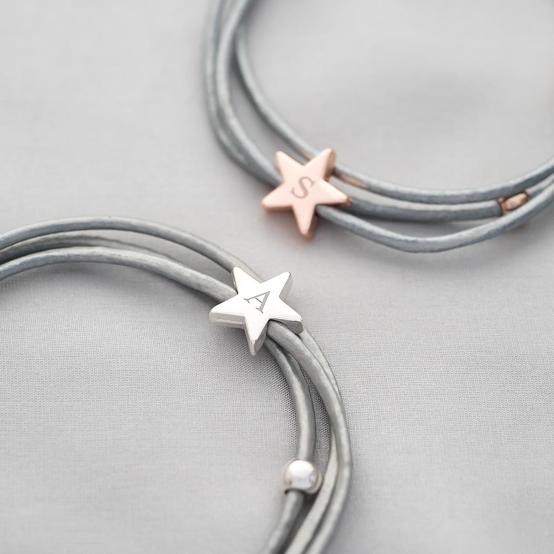 Arlena Multi Wrap Leather Star Personalised Bracelet