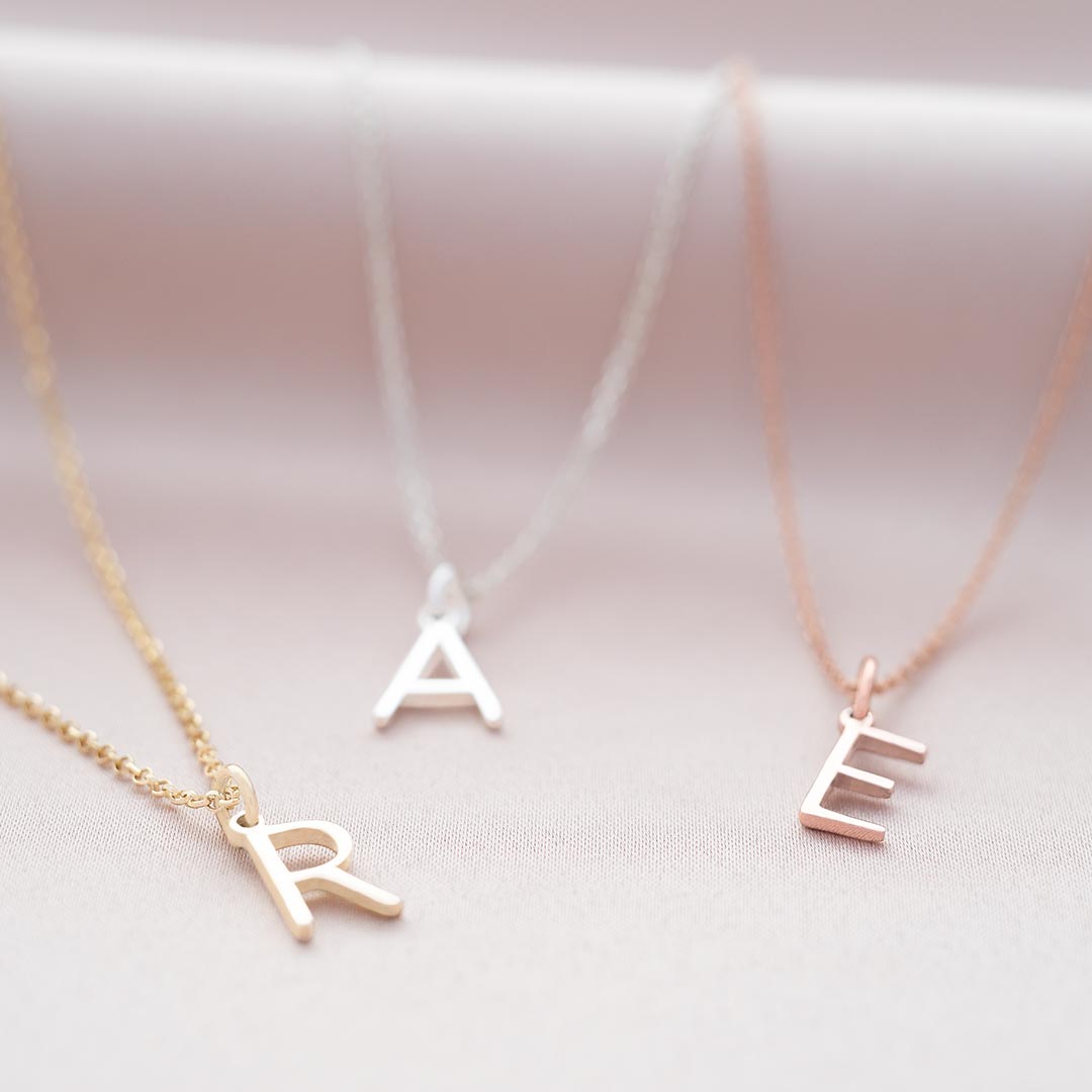 Personalised Contemporary Letter Pendant Necklace Photo Gift Set