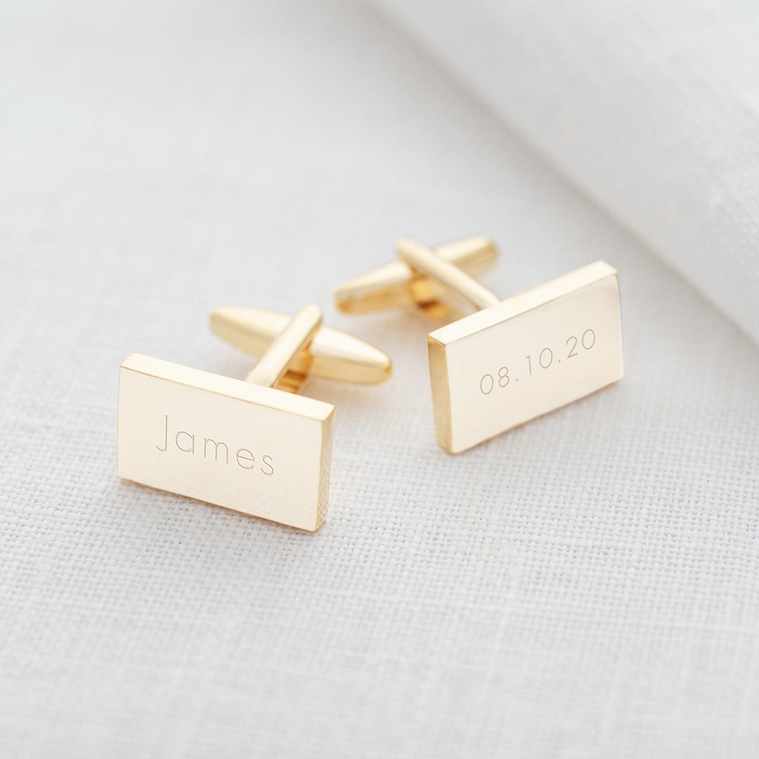 Contemporary Personalised Silver Cufflinks 