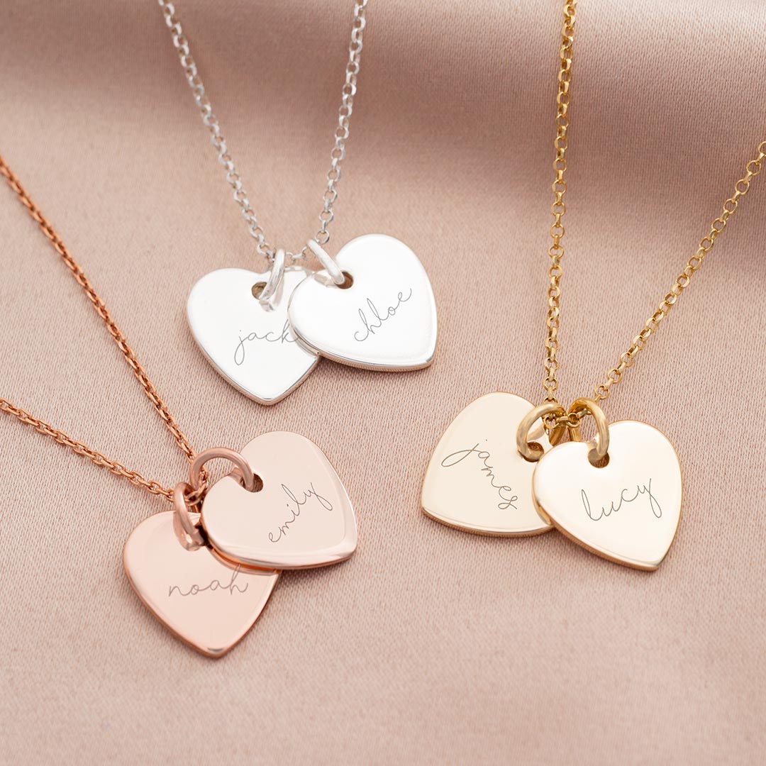 Personalised Double Heart Name Necklace