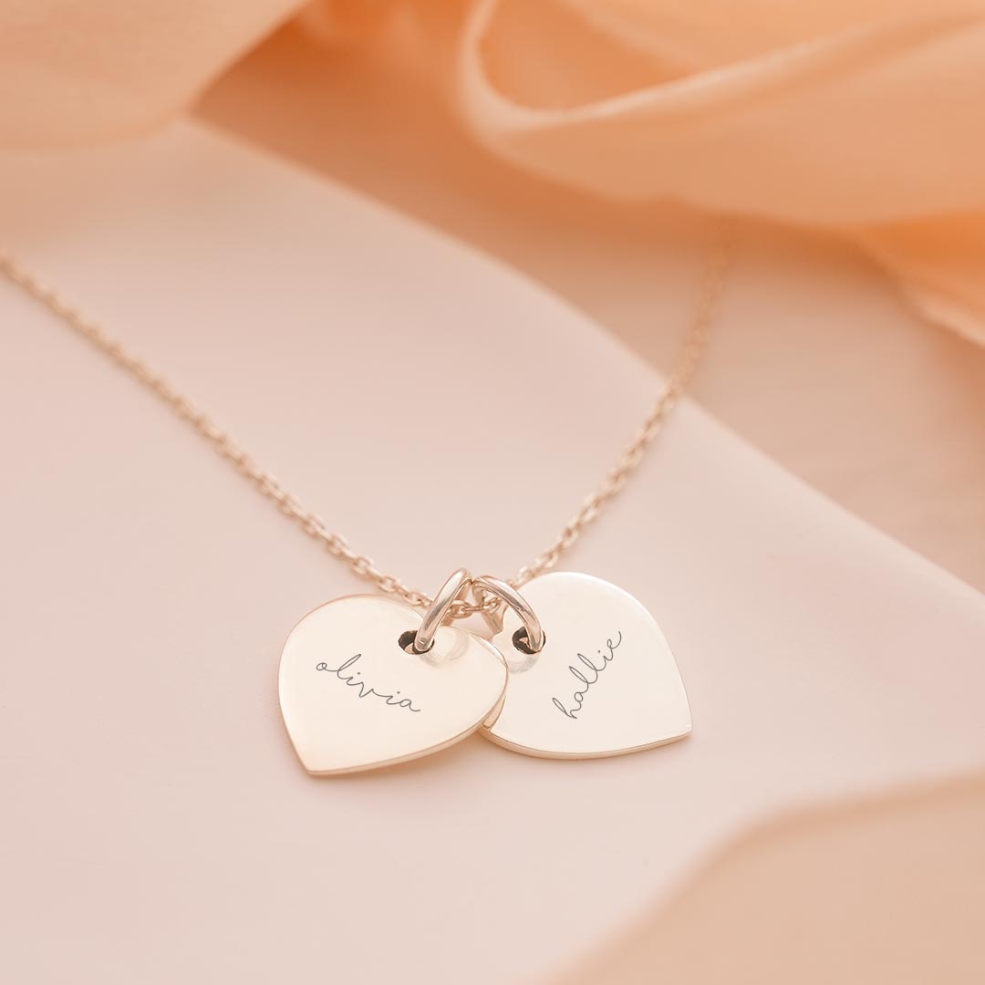Couple's Double Heart Personalised Name Necklace