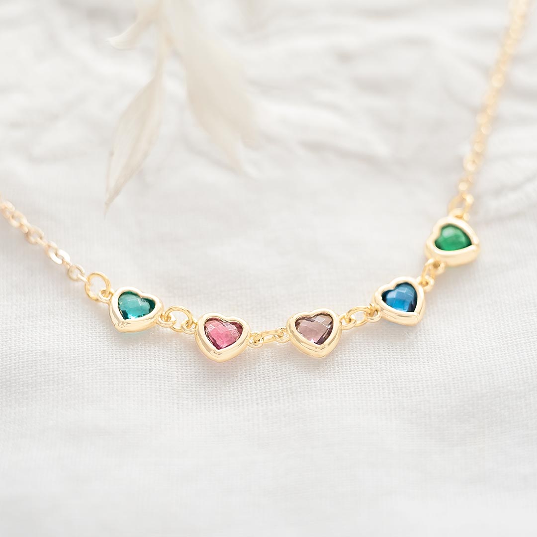 Create Your Own Family Heart Birthstone Personalised Necklace