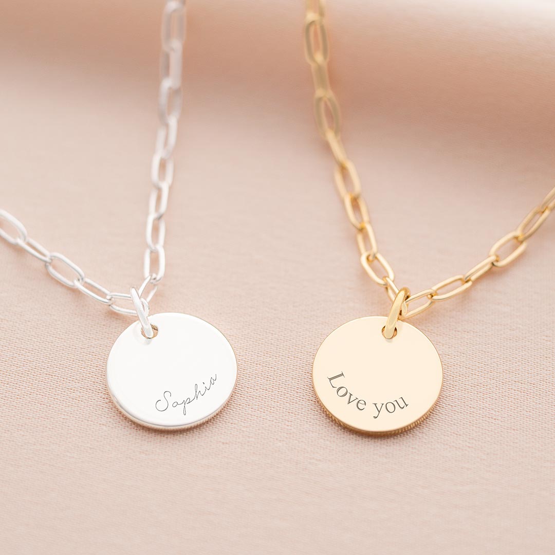 Disc and Statement Link Personalised Message Bracelet