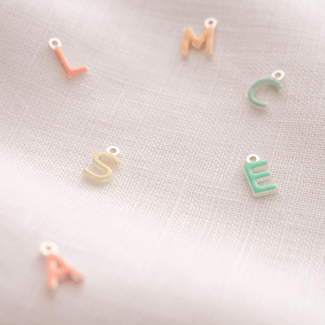 enamel letter charms for jewellery making