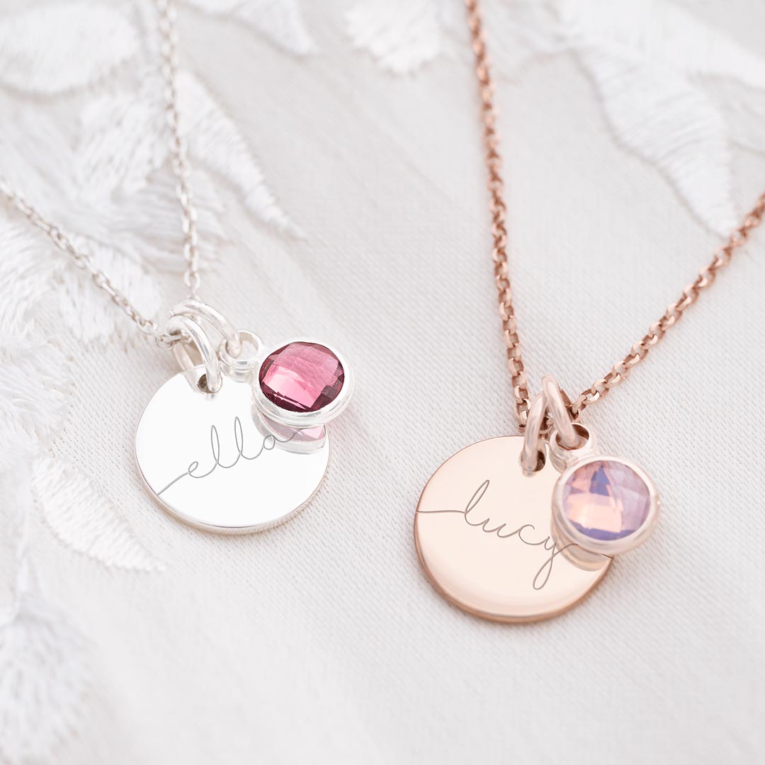 Esme Initial Birthstone Personalized Necklace Wedding Gift Set