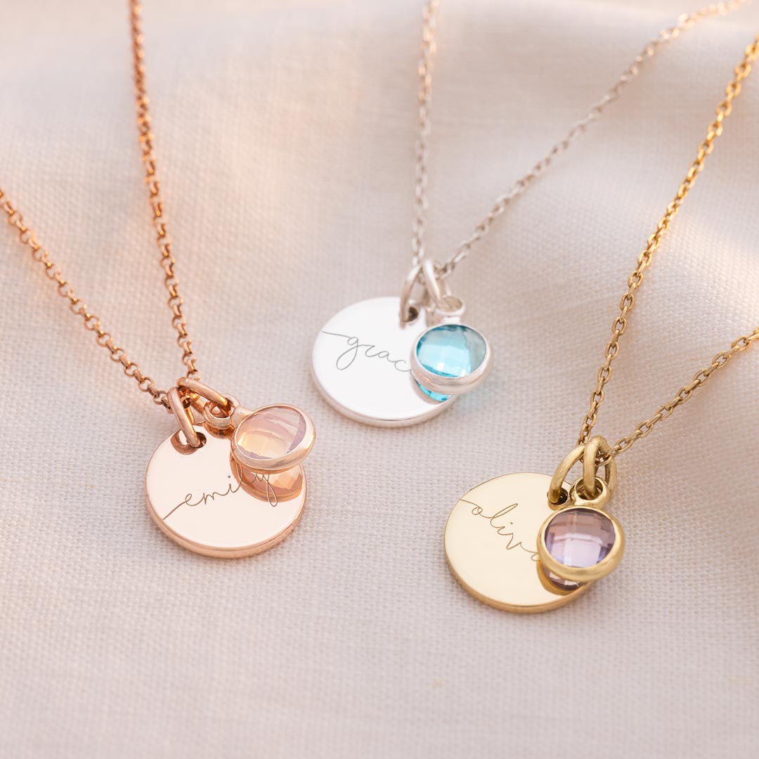 Personalised Esme Initial Birthstone Necklace Photo Gift Set