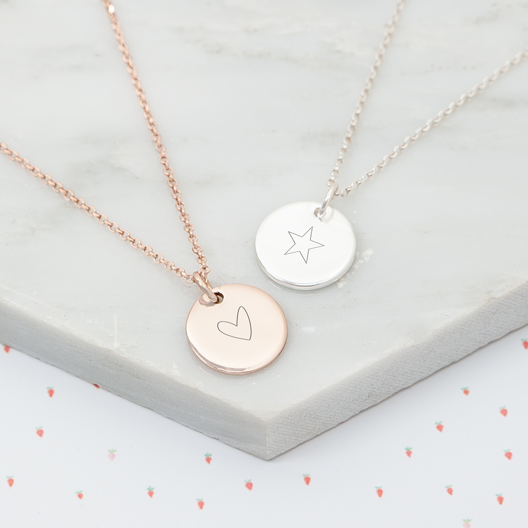 Sterling Silver Illustrated Disc Personalised Kids Necklace