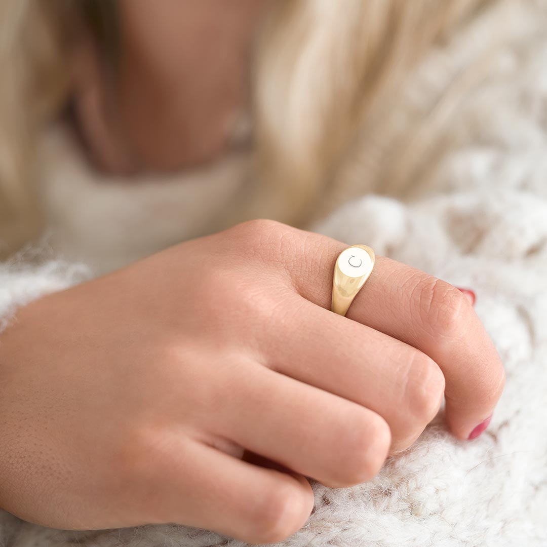 Gold Plated Sterling Silver Initial Signet Ring