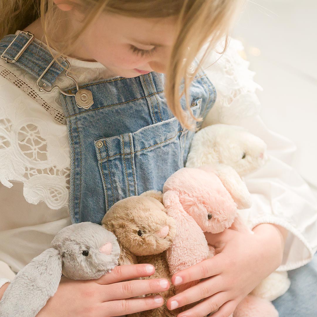 Jellycat bashful bunny, available in cream, blush, beige and silver