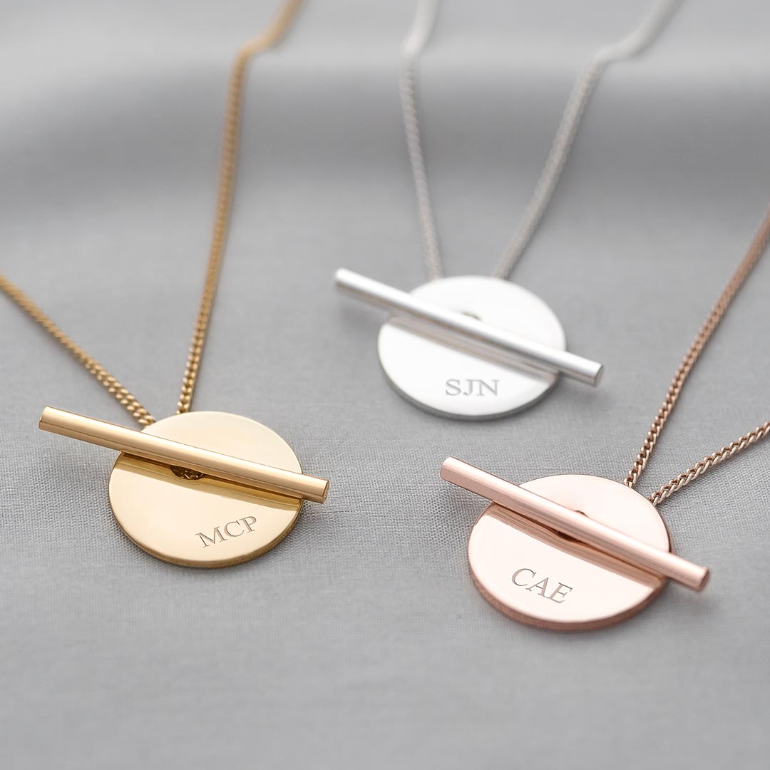 Martha Disc And Bar Personalised Necklace