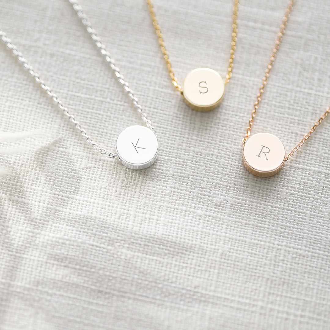 Mini Disc Initial Personalised Necklace