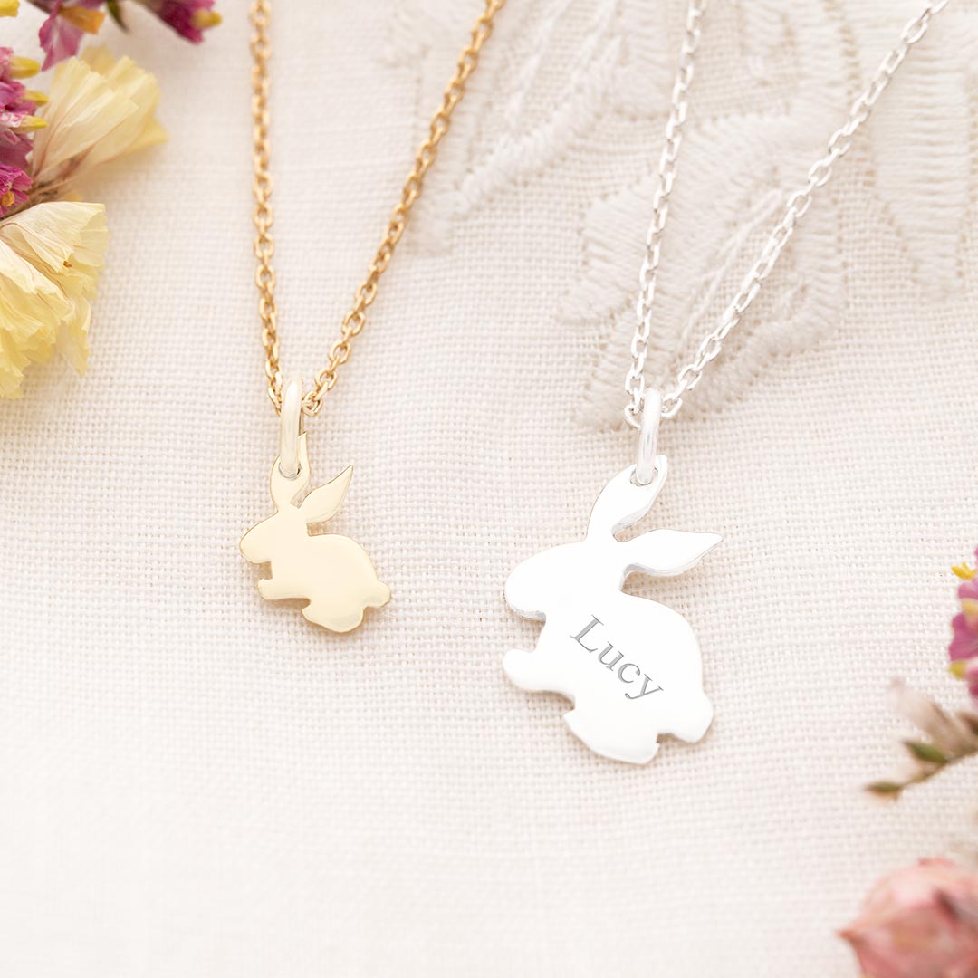 Sterling Silver Bunny Pendant Personalised Necklace