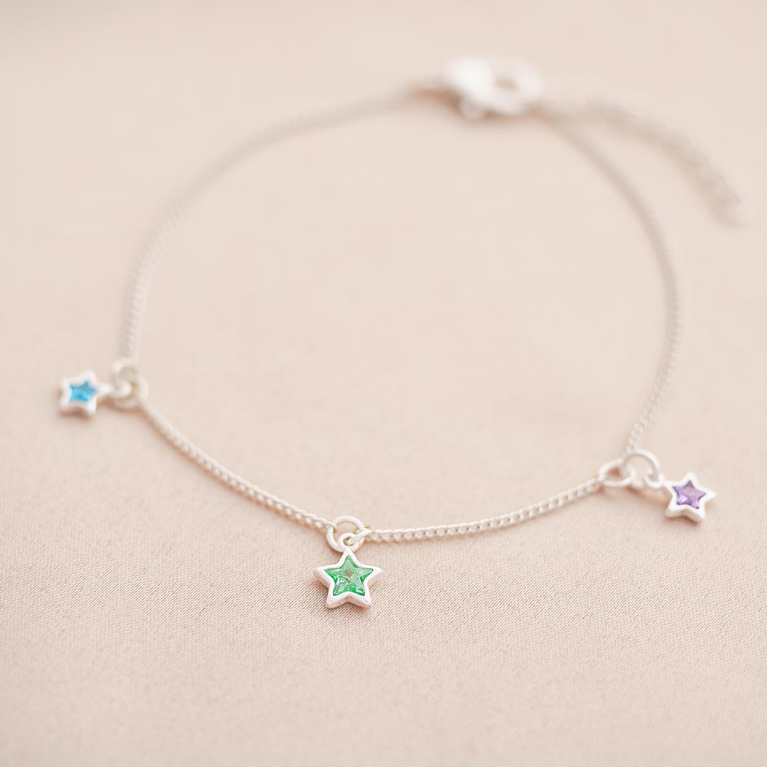 Family Multi Birthstone Star Personalised Bracelet
