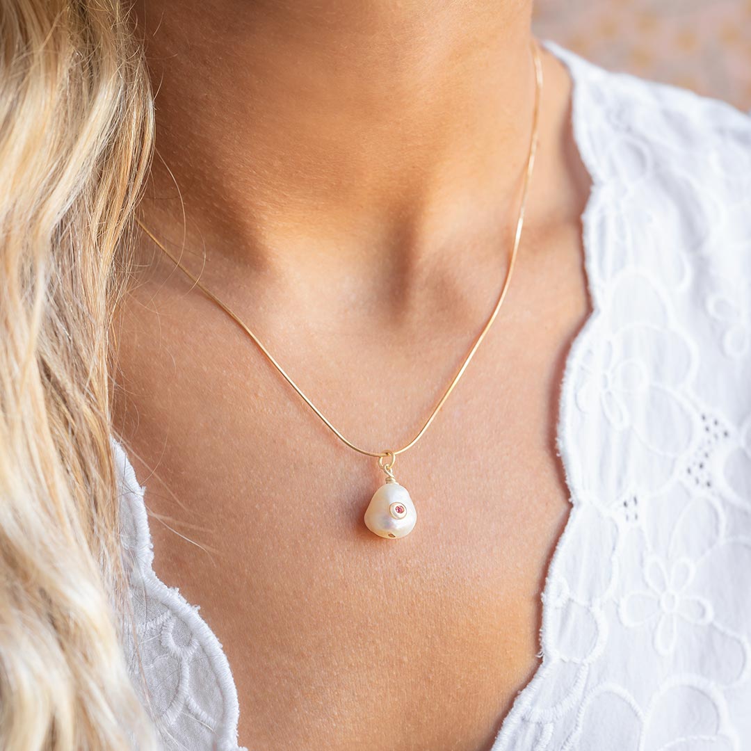 Organic Freshwater Pearl And Birthstone Necklace