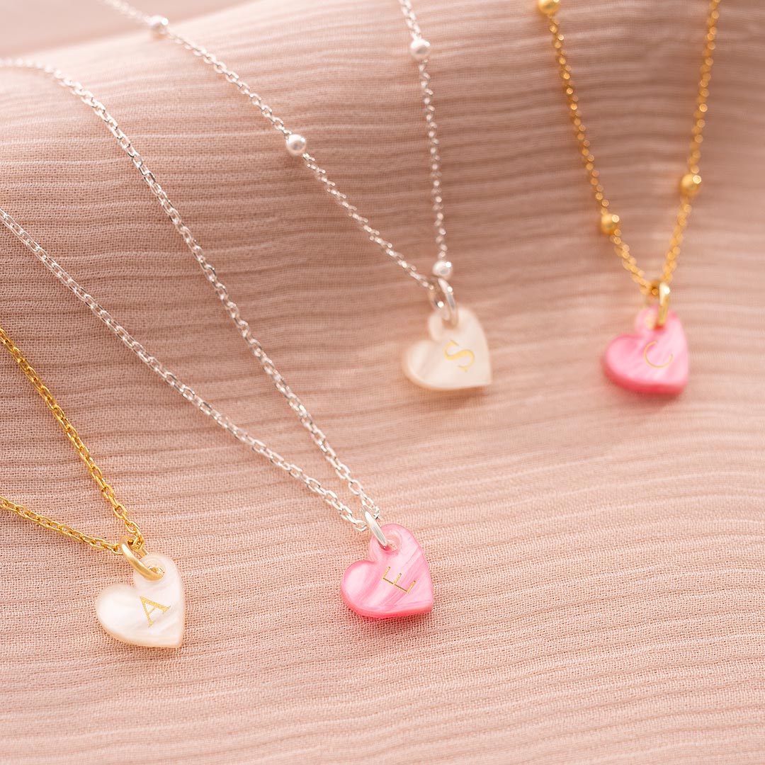 gold plated sterling silver and sterling silver heart initial personalised necklace