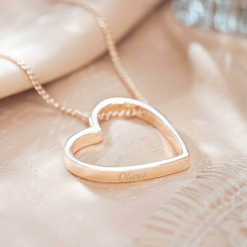Heart Pendant Personalised Name Necklace in Rose Gold