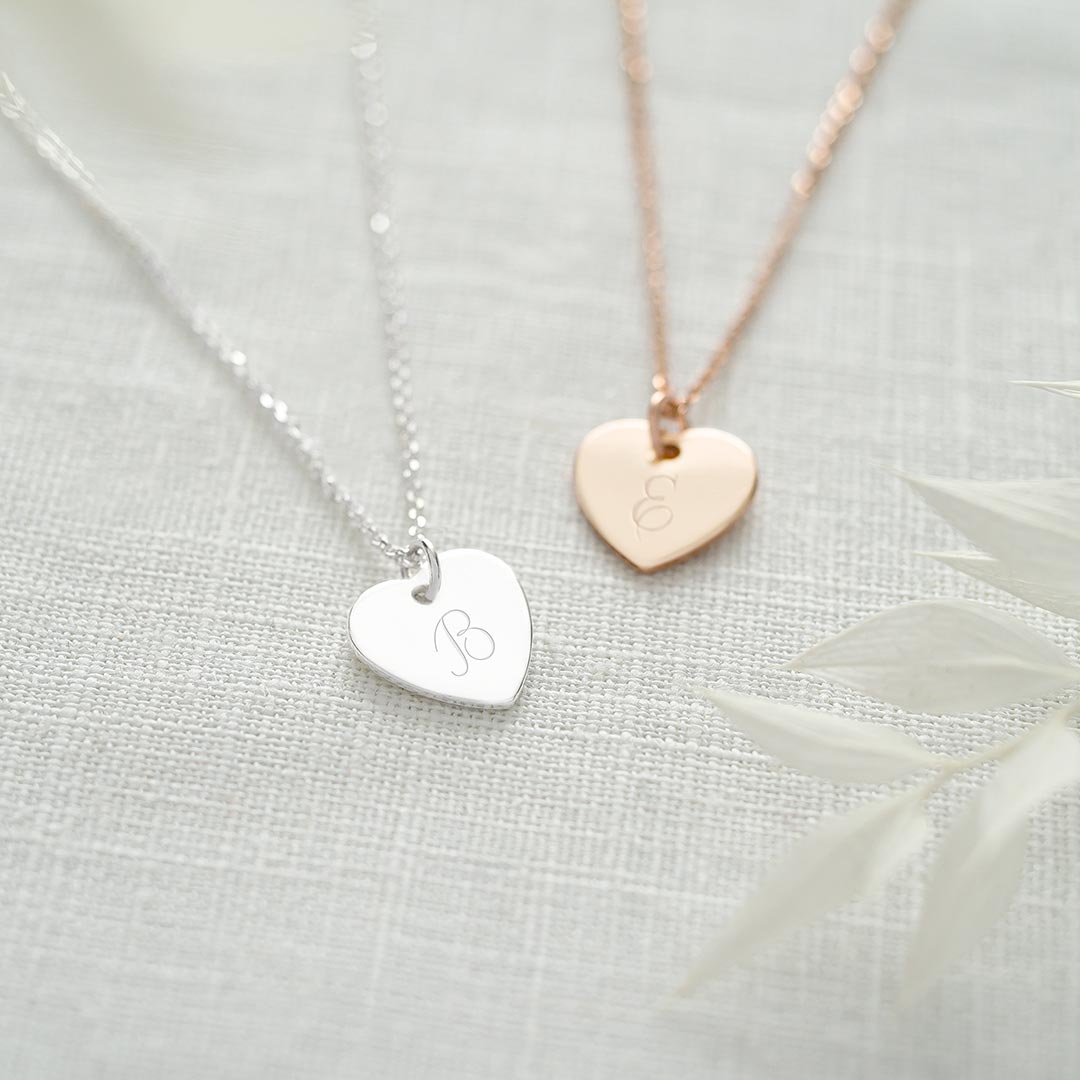 Personalised Heart Necklace in Silver and Rose Gold