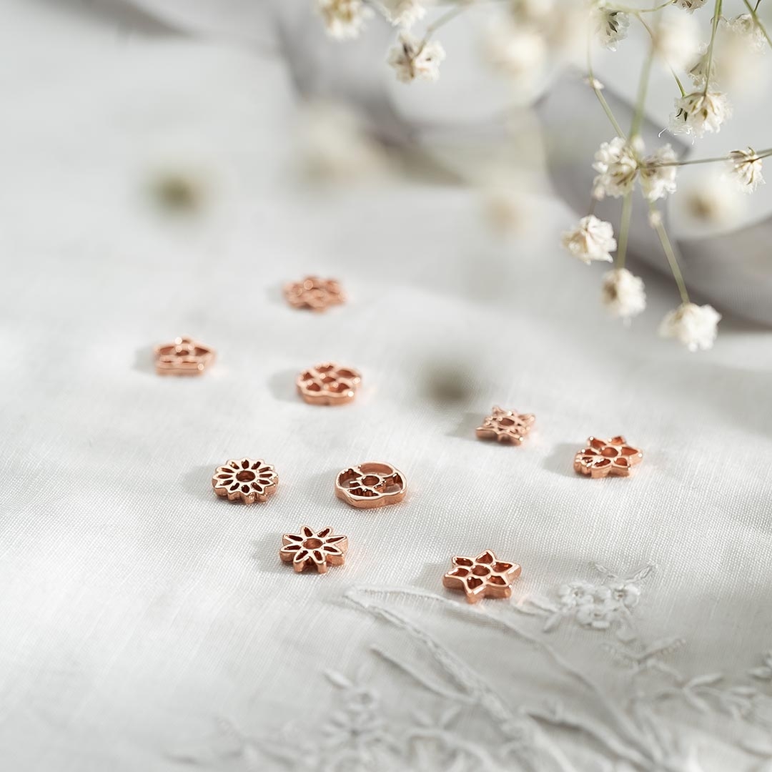 Sterling Silver Sliding Birth Flower Charms Available in Silver or Rose Gold