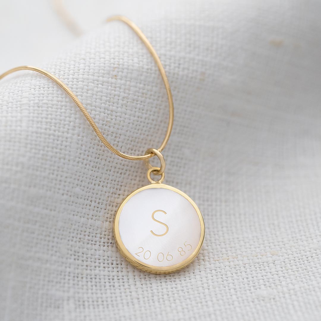 Personalised Slider Charm Necklace with Initial and Date Engraving