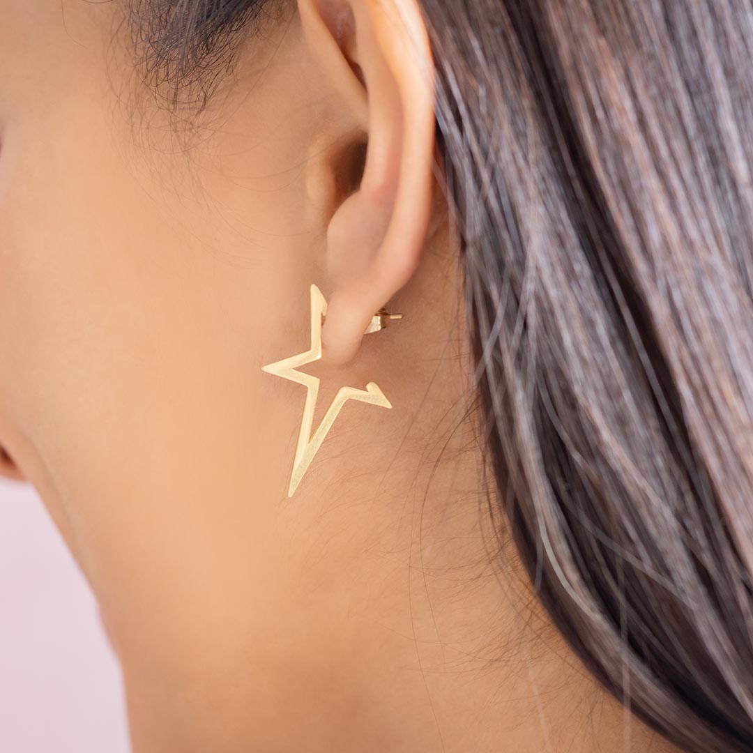 Gold Plated Star Statement Personalised Earrings