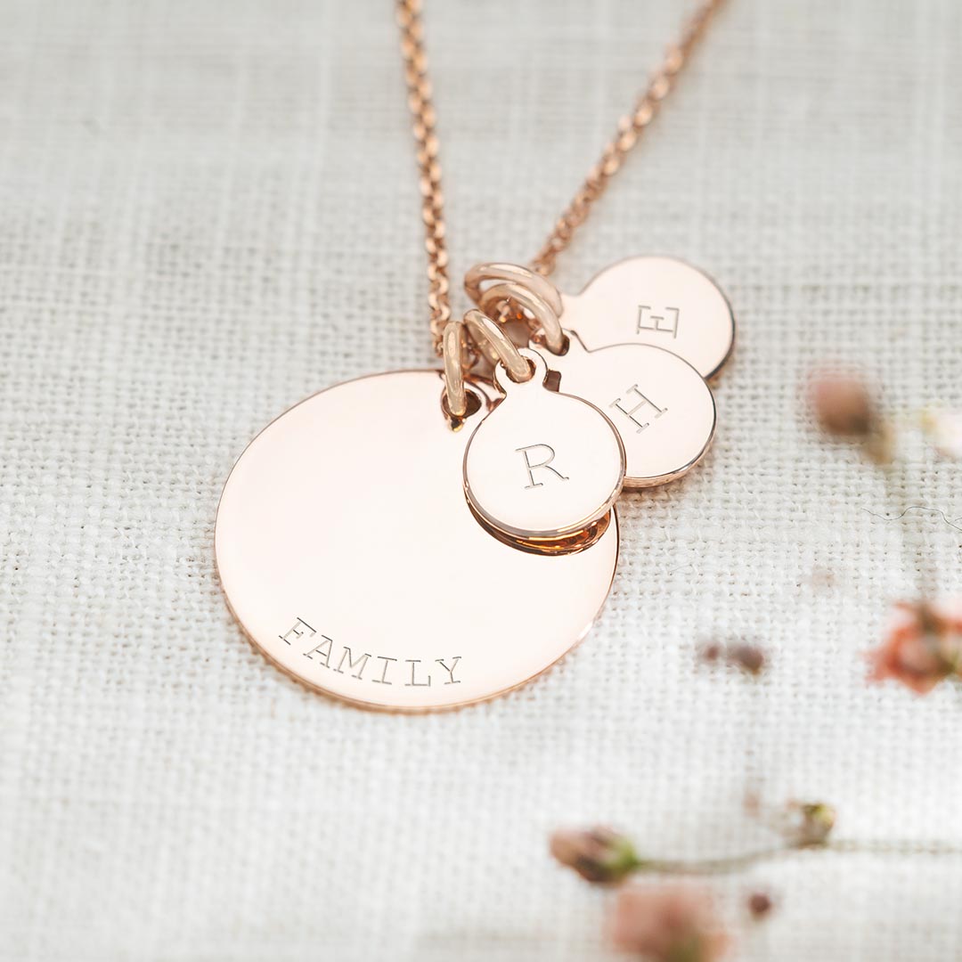 Sterling Silver Family Disc Pendant Personalised Necklace
