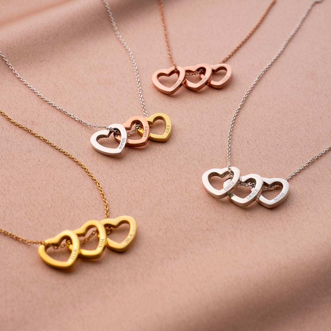 family mini eternal heart available in sterling silver, rose gold plated sterling silver and gold plated sterling silver