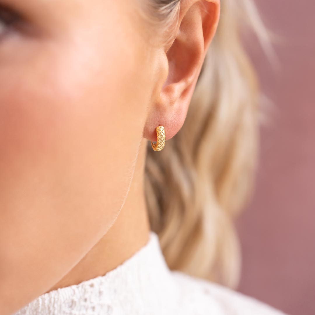 textured hoop earrings in a stunning gold colourway