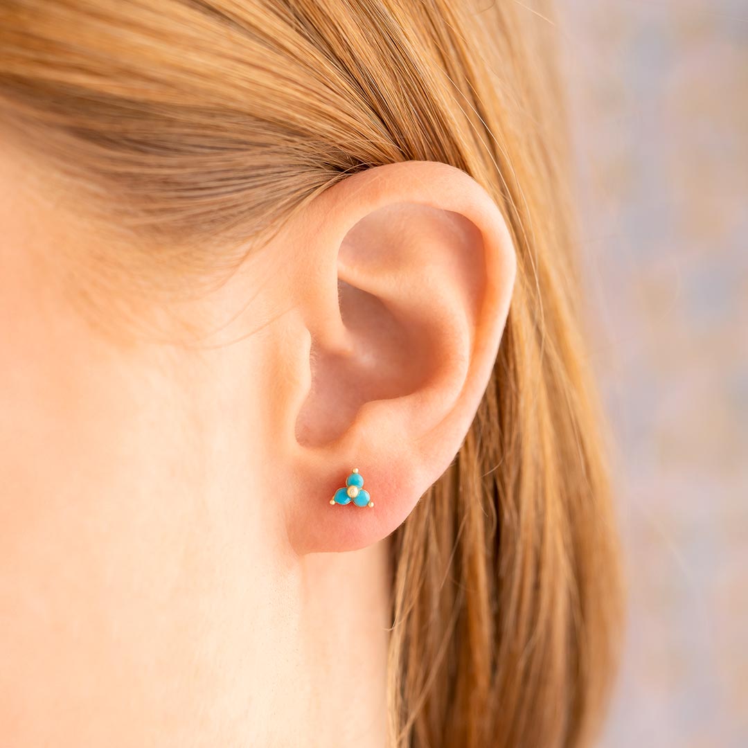 gold plated sterling silver turquoise stud earrings