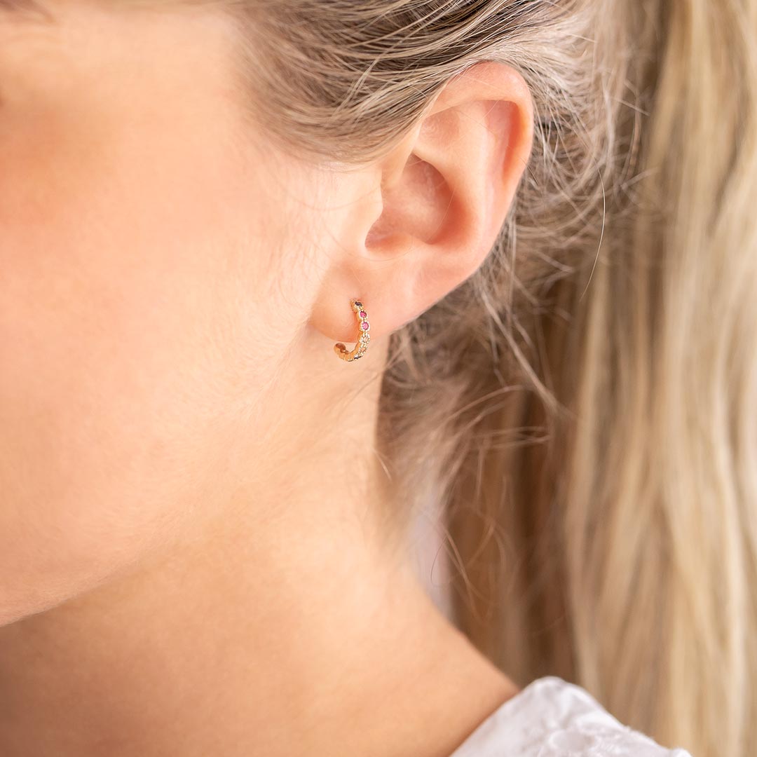 Stone Crystal Personalised Hoop Earrings