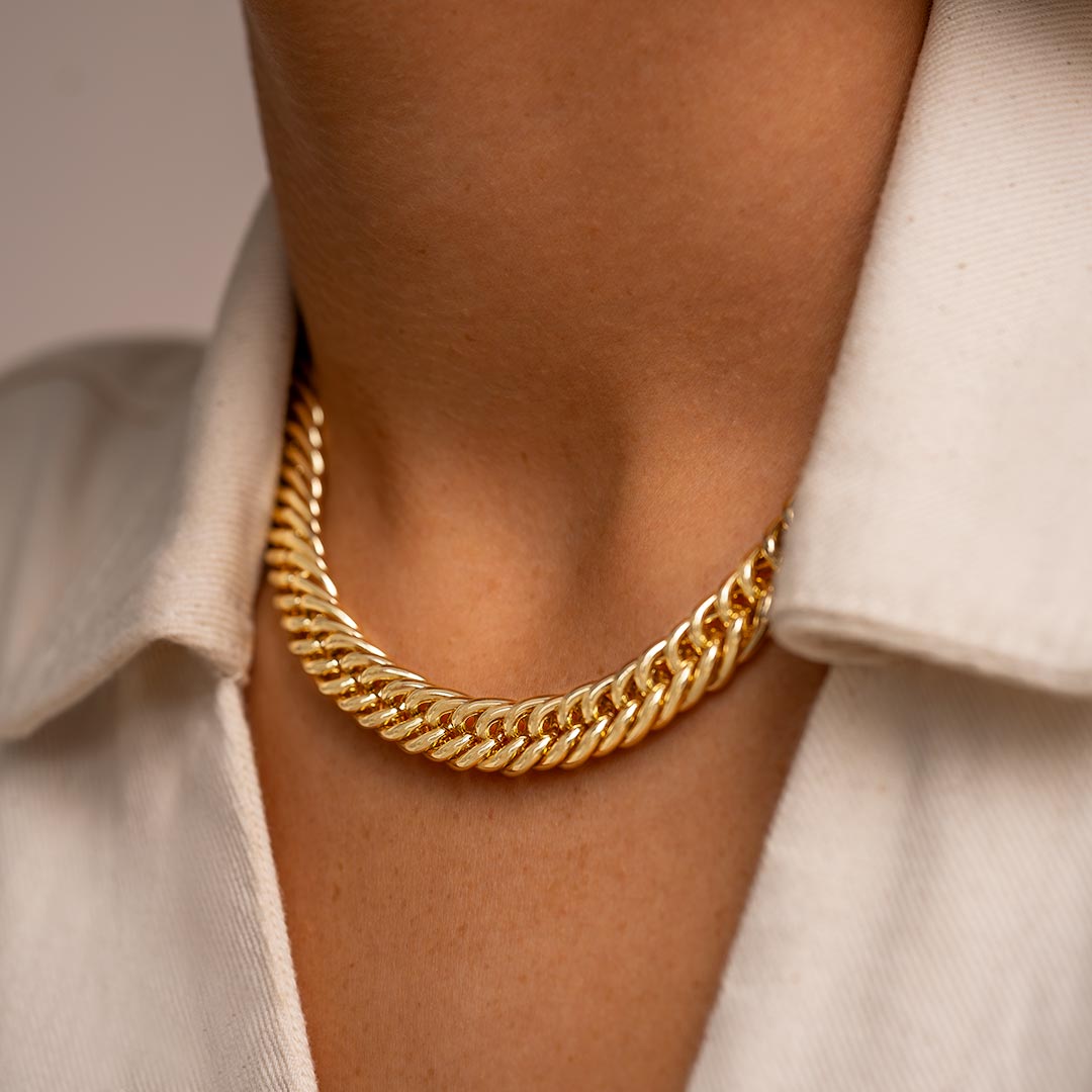 champagne gold plated suki statement chain necklace