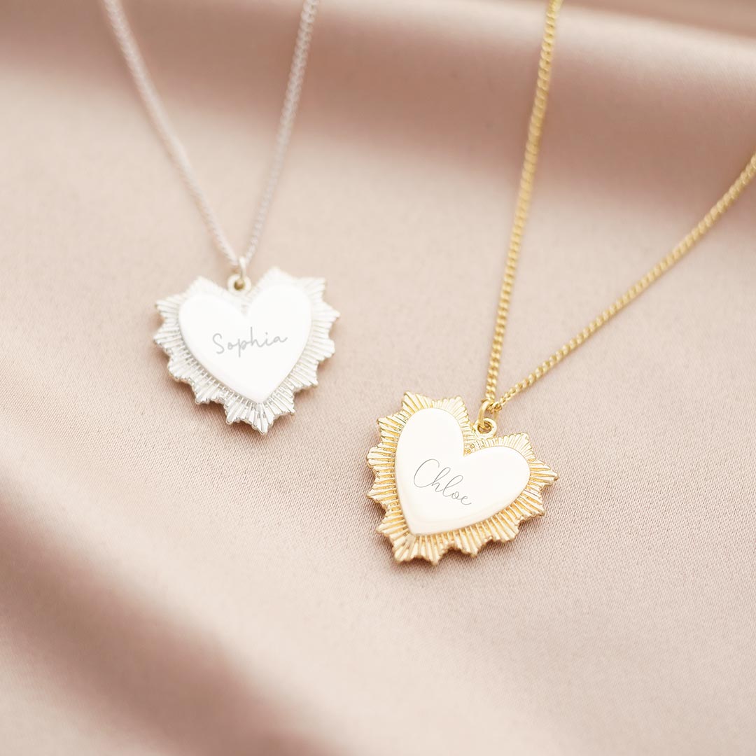 Vintage Heart Pendant Personalised Name Necklace