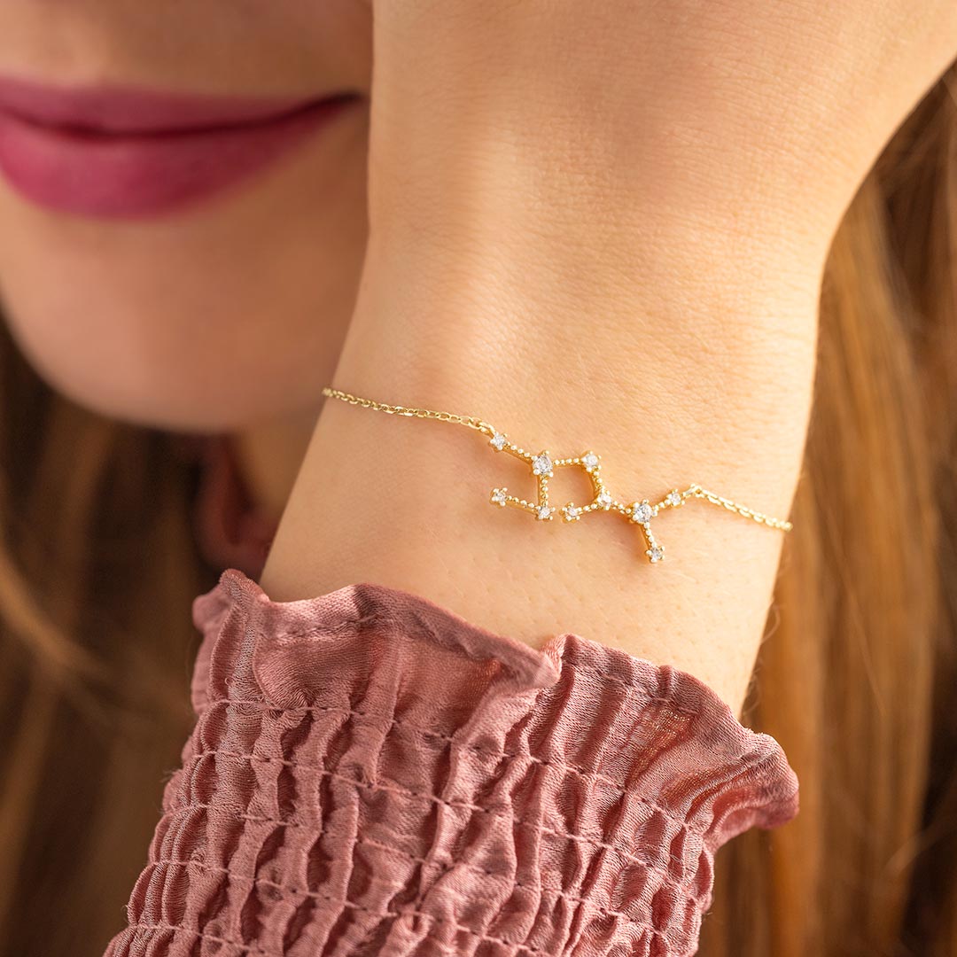 Champagne Gold Personalised Zodiac Constellation Bracelet